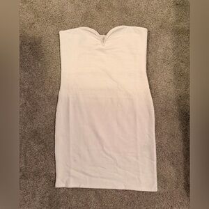 White ribbed strapless dress